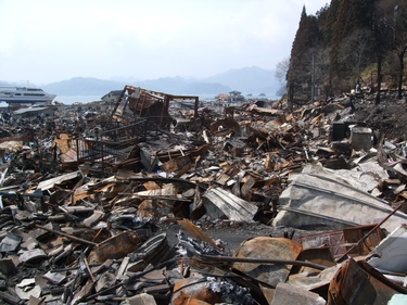 八幡神社から撮影された火災後の赤浜