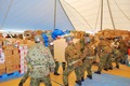 寺野物資集積所での自衛隊の救援活動