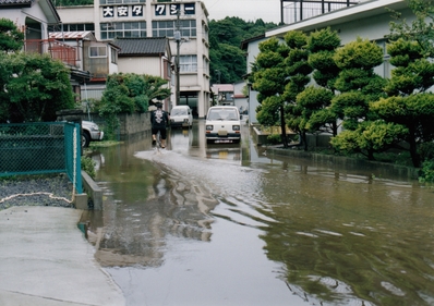 大雨洪水で浸水した安渡地区