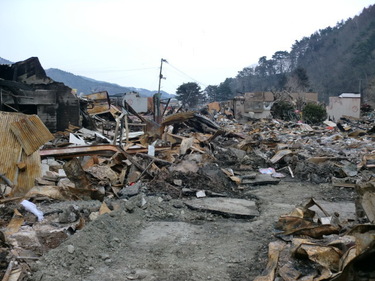 地震後の火災によって焼けてしまった町内