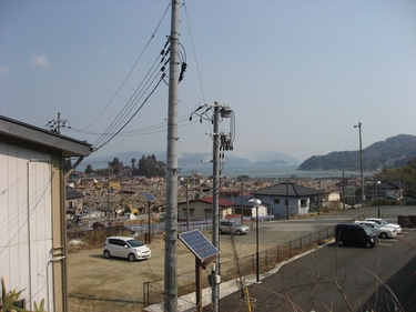 大槌学校給食センターから見た吉里吉里海岸方面