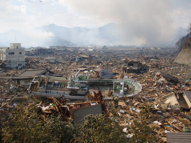 安渡から撮影した町内の火事