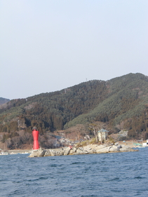 大槌湾に浮かぶ蓬莱島